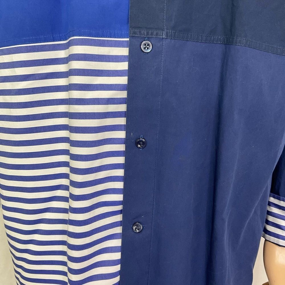 Faonnable Long Sleeved Blue Patchwork Contrast Fo… - image 3